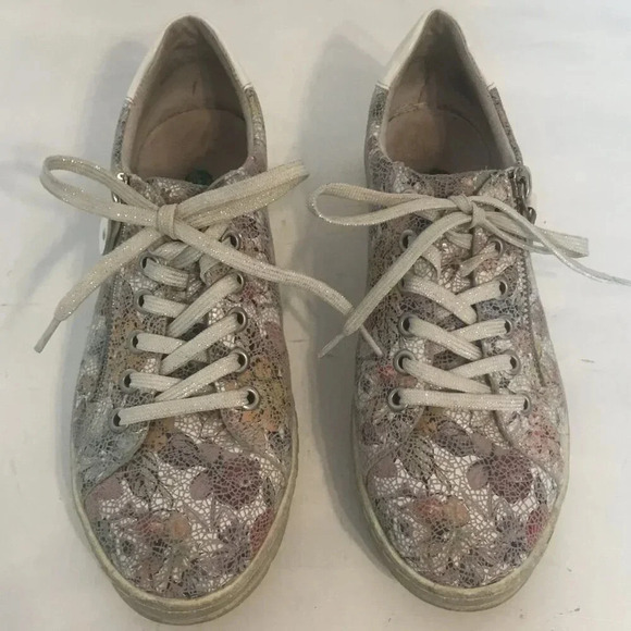 Remonte Soft Women's  Leather Sneakers Shoes Size Eur 37 Floral Zipper Lace Ups - Picture 2 of 9